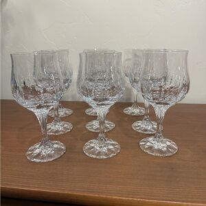 FRANCISCAN ONDINE BLOWN GLASS WATER GOBLET 7.5" SET OF 9. LIKE NEW